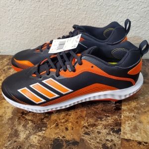 Adidas Icon 6 Bounce Baseball Cleats Black/Orange/White FV9349 Men's Size 12.5